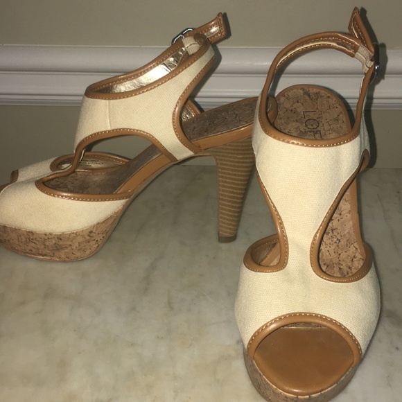 Adorable linen-look high heels - Picture 2 of 3